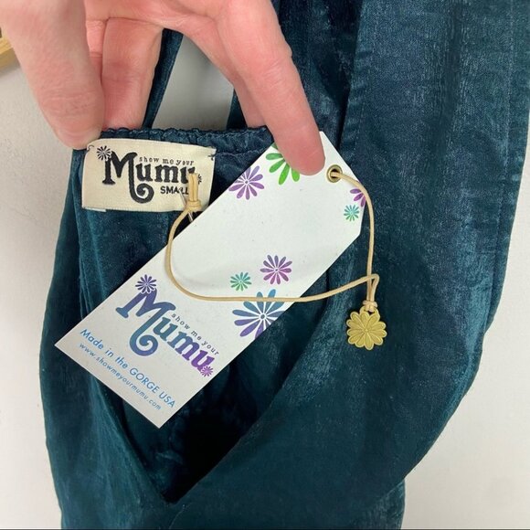 NWT Show Me Your Mumu Karolina Collar Dress Teal Green Size Small New Tags Boho - Picture 5 of 10